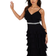 Coast Tiered Cami Chiffon Gown with Belt - Black