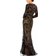 Mac Duggal Embellished Long Sleeve Plunge Neck Trumpet Gown - Black Nude