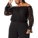 Adrianna Papell Off the Shoulder Lace Jumpsuit Plus Size - Black