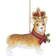 Gisela Graham Corgi with Crown Multicolour Christmas Tree Ornament 8cm