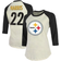 Majestic Threads Najee Harris Pittsburgh Steelers Women's Cream Player Name & Number Tri-Blend Three-Quarter Sleeve T-Shirt