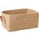 Rice Raffia Rectangular Storage Basket with Leather Handles