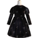 Shein Toddler Girls' Christmas Rhinestones Velvet Long Sleeve Dress With Bowknot Pattern, Suitable For Party, Black, Fit For Autumn And Winter