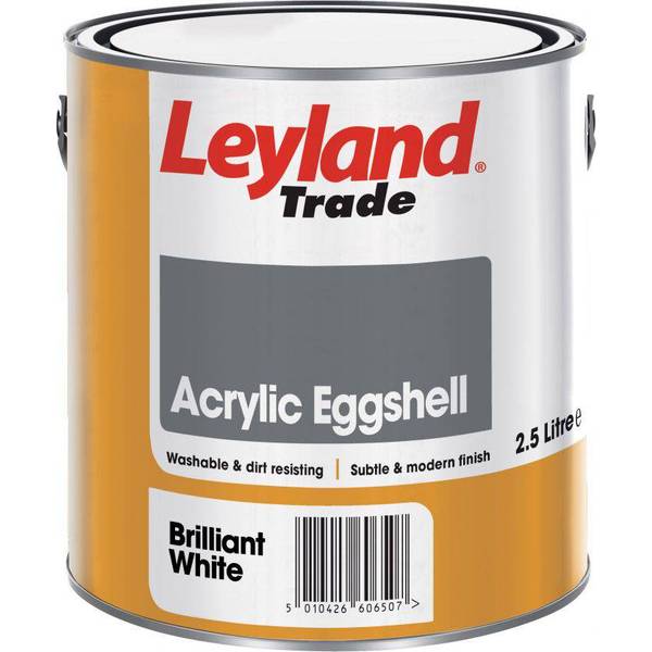 Leyland Trade Acrylic Eggshell Wall Paint Ceiling Paint White 2 5l