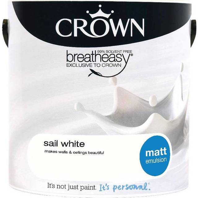 Crown Walls & Ceilings Matt Emulsion Paint Canvas White - 2.5L