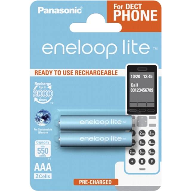 Panasonic Rechargeable Batteries ENELOOP Lite BK-4LCCE/2DE AAA, 550 mAh, 2  pc(s)