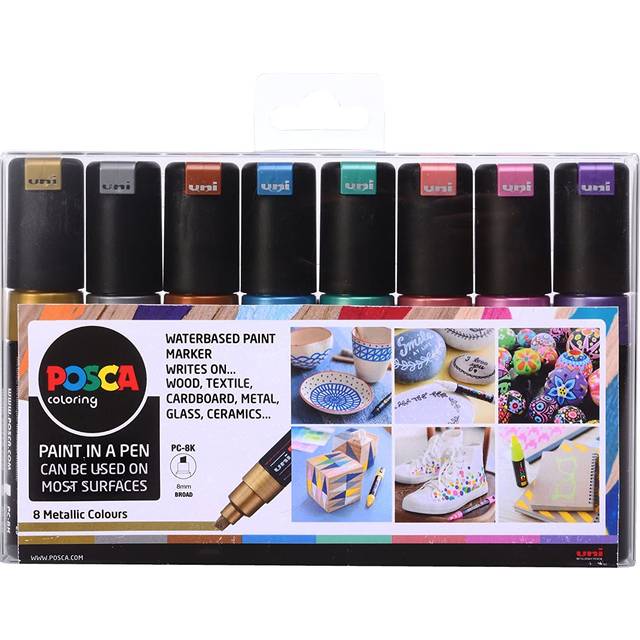 Uni, Posca Markers Set of 8 Chisel Tip, PC8K8C