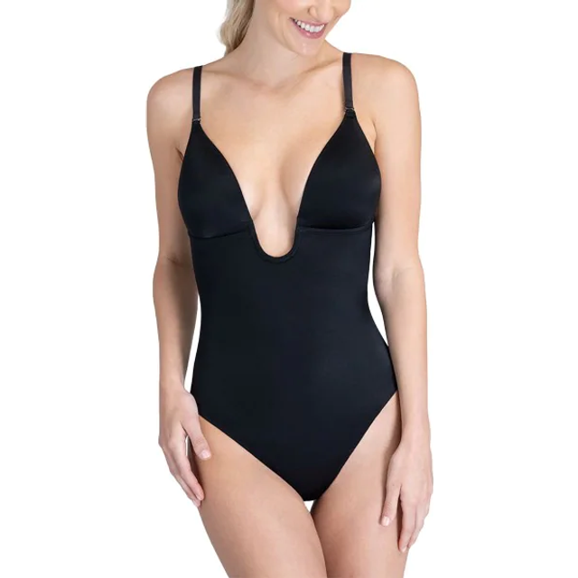 Spanx Womens Suit Your Fancy Plunge Mid-thigh Bodysuit Black Size XL 10157R  for sale online