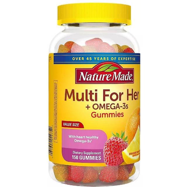 Nature Made Multi For Her Plus Omega 3s Adult Gummies Lemon Orange And Strawberry 150 Gummies