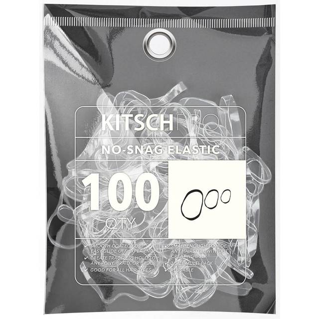 Kitsch No Snag Mini Gummy Elastic Hair Bands For Hair Styling | Braids |  Ponytails | Holiday Gift Hair Ties for Toddlers | 100 Pcs in a Pack (Black)