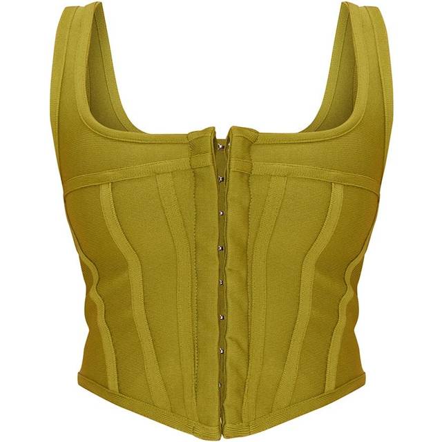 Olive Pleated Drape Front Corset