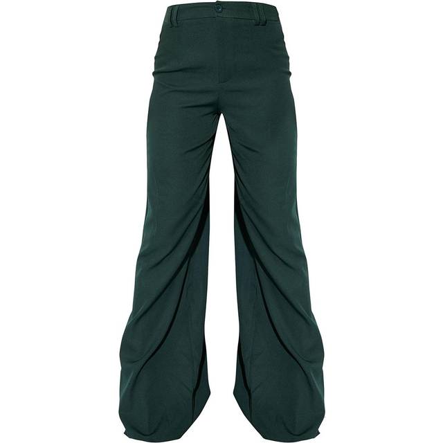 Dark Green Woven Double Belt Loop Suit Pants