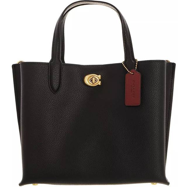 COACH Willow 24 Polished Pebble Leather Tote Bag - Black