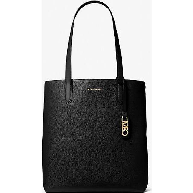 MK Eliza Extra-Large Pebbled Leather Reversible Tote Bag Black Michael ...