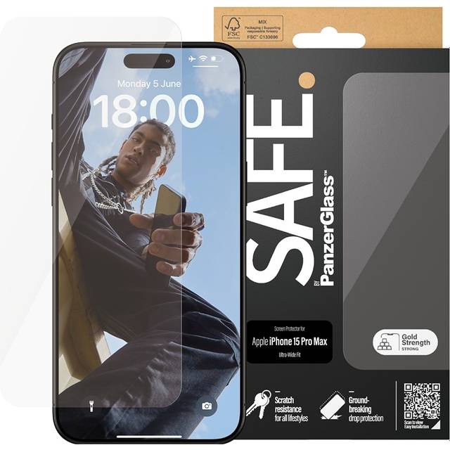 SAFE. by PanzerGlass iPhone 15 Pro Max Skærmbeskytter Ultra-Wide Fit •  Price »
