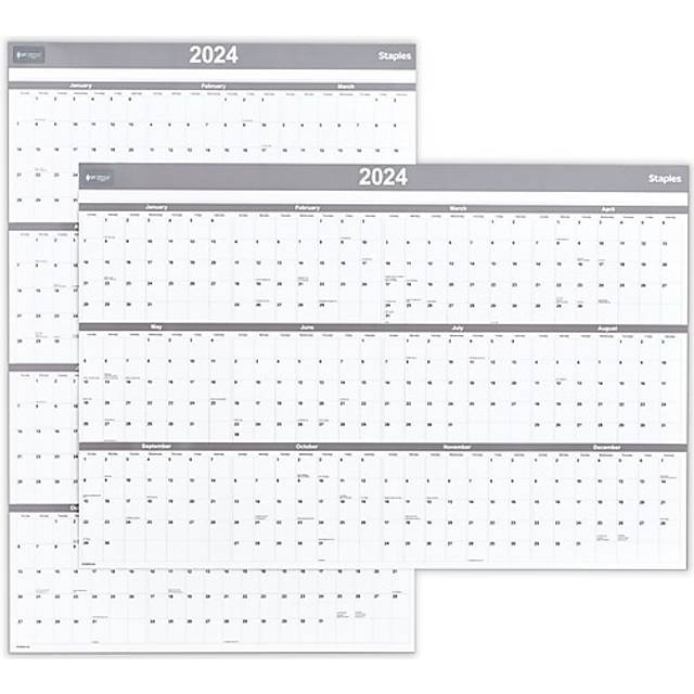 Staples 2024 36 24 Dry Erase Wall Calendar, Gray/White • Price