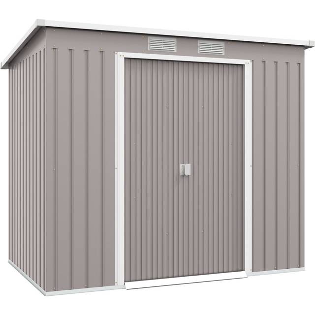 OutSunny 7 4ft Metal Storage Shed Double Door & Ventilation (Building ...